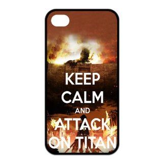 Attack on Titan KEEP CALM AND ATTACK ON TITAN Unique TPU Rubber Case Cover for Apple Iphone 4 4S Custom Design Fashion DIY Cell Phones & Accessories