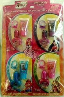 Winx Club Glam Party Pack Nail Polish, Body Glitter and Rings: Toys & Games