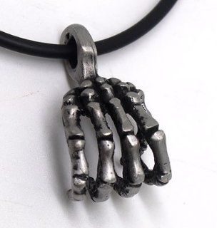 GOTHIC HAND BONE SKELETON Corpse/Ghost/bones Pewter Pendant/Amulet/Charm Necklace UNPOLISHED NON SHINY: Jewelry