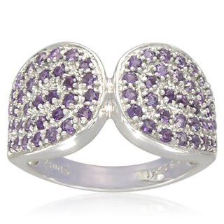 Sterling Silver Round Shape Amethyst Ring: Jewelry
