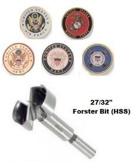 Bottle Stopper US Military Emblems with 27/32" Forster Drill Bit   6 pc set (Woodturning Kit): Home Improvement