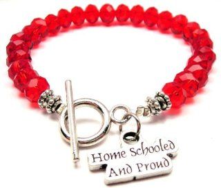 Home Schooled and Proud Red Crystal Beaded Toggle Bracelet ChubbyChicoCharms Jewelry