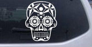 Tattoo Sugar Skull Nautical Star Skulls Car or Truck Window or Laptop Decal Sticker    White 6in X 4.9in: Automotive