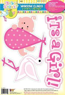 Forum Novelties It's a Girl Baby Pink Window Cling Party Shower Decoration: Toys & Games