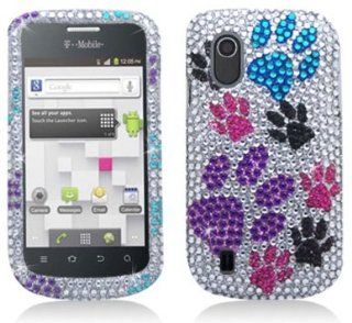 Aimo ZTEV768PCLDI668 Dazzling Diamond Bling Case for ZTE Concord V768   Retail Packaging   Colorful Paws: Cell Phones & Accessories