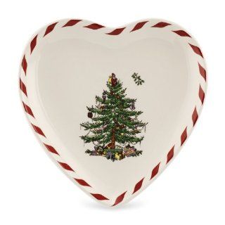 Spode Christmas Tree Peppermint Heart Shaped Canap Plate, Set of 4: Kitchen & Dining