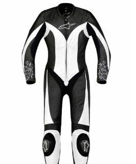 Alpinestars Stella Anouke One Piece Suit , Distinct Name: Black/White, Size: 38, Gender: Mens/Unisex, Primary Color: Black, Apparel Material: Leather 3180012 12 38: Automotive