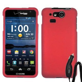 KYOCERA HYDRO ELITE C6750 RED RUBBERIZED COVER SNAP ON HARD CASE + CAR CHARGER from [ACCESSORY ARENA]: Cell Phones & Accessories