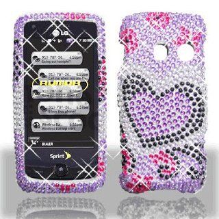 LG Rumor Touch LN510 Banter Touch UN510 Full Diamond Bling Purple Love Hard Case Snap on Cover Protector Sleeve + Biodegradable Screen wipe : MP3 Players & Accessories