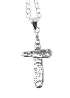 Barse Sterling Silver Hammered Cross Necklace: Pendant Necklaces: Jewelry