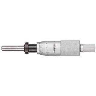 Mitutoyo 150 802 Micrometer Head, Middle Size, 0 25mm Range, 0.01mm Graduation, +/ 0.002mm Accuracy, Ratchet Stop Thimble, Clamp Nut, Spherical SR4 Face: Industrial & Scientific