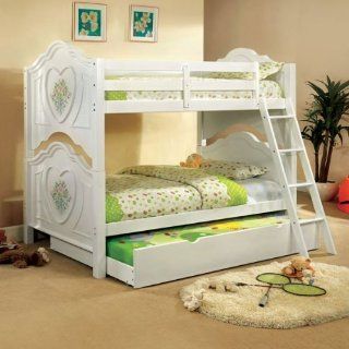 Isabella White Finish Duo Twin Size Bunk Bed w/ Trundle: Home & Kitchen