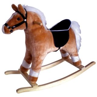 Rustic Blonde Rocking Horse with White Mane and Tail   Rocking Toys