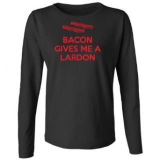 Tasty Threads Bacon Gives Me A Lardon Women's Long Sleeve T Shirt: Clothing
