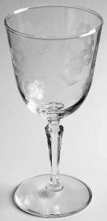 Libbey   Rock Sharpe Embassy Water Goblet   Stem #3001,Gray Cut C1082,Floral