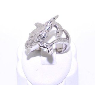14K Yellow Gold Diamond/Ruby Dolphin Ring: Jewelry