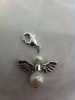 Divine Beads, forget me not faux pearl angel dangle clip on charm bead fits Thomas Sabo, mobile phones, handbags, purses etc. All orders from Divine Beads will receive a free gift: Jewelry
