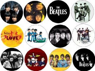 Set of 12 BEATLES Pinback Buttons 1.25" pins / badges John Lennon / Paul McCartney / Ringo Starr / George Harrison: Everything Else