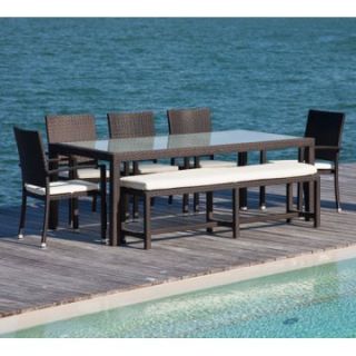 Source Outdoor Zen All Weather Wicker Patio Dining Set with Bench   Seats 8   Patio Dining Sets