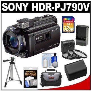 Sony Handycam HDR PJ790V 96GB 1080p HD Video Camera Camcorder with Projector (Black) with 32GB Card + Battery & Charger + Case + 3 Filters + Tripod + Accessory Kit : Camera & Photo