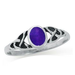 Purple Inlay 925 Sterling Silver Celtic Knot Ring: Jewelry