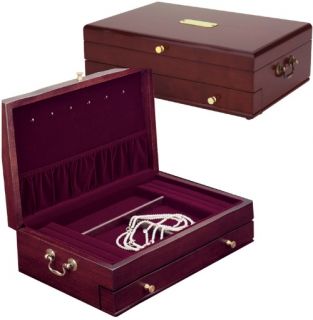 Reed & Barton Duchess II Jewelry Box   Mahogany   14W x 4.5H in.
