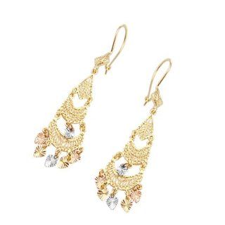Dangle Earrings 14k White Rose Yellow Gold Chandelier: Jewel Tie: Jewelry