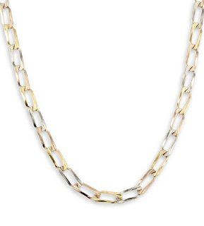 New 14k Tri Color Gold Square Link Chain Necklace 5.8mm: Jewelry