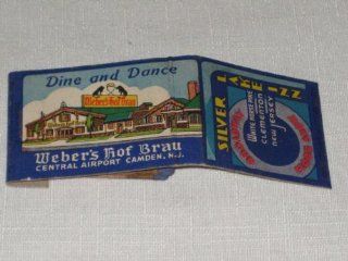 Vintage Silver Lake Inn   White Horse Pike Clementon New Jersey   Weber's Hof Brau   Central Airport Camden New Jersey Matchbook : Other Products : Everything Else