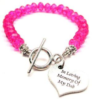 In Loving Memory of My Dad Hot Pink Crystal Beaded Toggle Bracelet: ChubbyChicoCharms: Jewelry