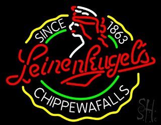 Leinenkugels Chippewa Falls Beer Outdoor Neon Sign 24" Tall x 24" Wide x 3.5" Deep : Business And Store Signs : Office Products