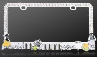 License Plate Frame   Metal Bling   Dog Playground Athletic Cute Puppies   Clear Crystals: Automotive