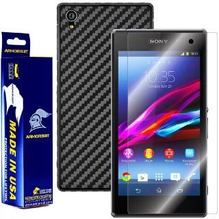 ArmorSuit MilitaryShield   Sony Xperia Z1 Screen Protector + Black Carbon Fiber Full Body Skin Protector / Front Anti Bubble Ultra HD   Extreme Clarity & Touch Responsive Shield with Lifetime Free Replacements   Retail Packaging: Cell Phones & Acce
