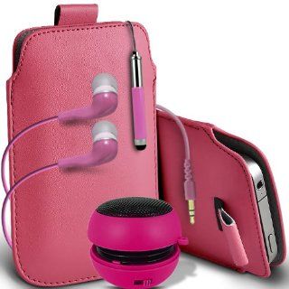 Fone Case Nokia Lumia 822 Protective PU Leather Pull Cordlip In Pouch Quick Release Case With Mini Capacitive Retractabletylus Pen, 3.5mm In Ear Earphones, Mini Rechargeable Capsule Speaker (Baby Pink): Cell Phones & Accessories