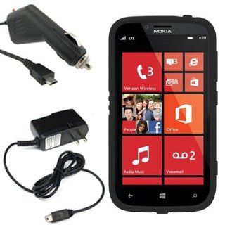 Trident Aegis Hard Shield Shell Cover Snap On Case for Verizon Nokia Lumia 822 + Car + Travel Charger Black: Cell Phones & Accessories