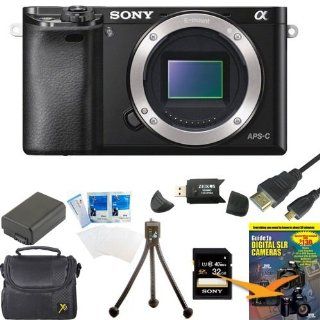 Sony Alpha a6000 Sony a6000 ILCE6000/B ILCE6000 24.3 Interchangeable Lens Camera   Body only BUNDLE with 32GB Class 10 Card, Spare Battery, Deluxe Padded Case, DVD SLR Guide, SD Card Reader, and MORE : Camera & Photo