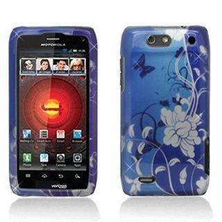 Aimo Wireless MOTDROID4PCIMT070 Hard Snap On Image Case for Motorola Droid 4 XT894   Retail Packaging   Blue/Flowers and Butterfly Cell Phones & Accessories