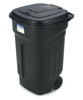 Semco 35 Gallon Injection Molded Square Trash Can with Wheels   Case Pack of 5   Outdoor Trash Cans