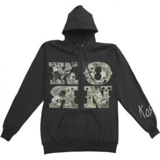 Korn Skull And Letter Hooded Sweatshirt: Music Fan Sweatshirts: Clothing