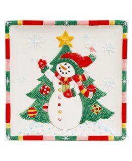 Fitz and Floyd Snowflake & Jake Snowman Canape Plate Kitchen & Dining