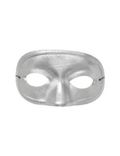 Half Domino Mask Metallic Silver Halloween Costume   Most Adults: Clothing