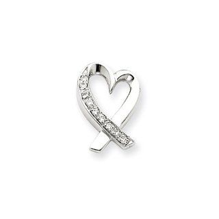 14 Karat White Gold Diamond Sweetheart Slide   9mm: Pendant Necklaces: Jewelry