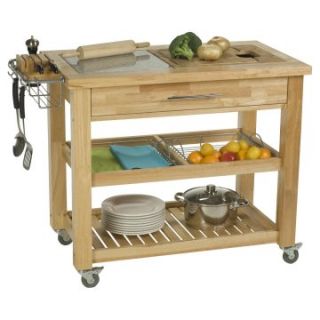 Chris & Chris Pro Chef 24 x 40 Food Prep Station   Natural   Kitchen Islands and Carts