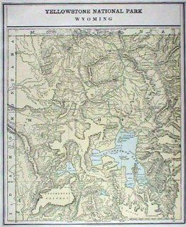 Cram 1892 Antique Map of Yellowstone National Park : Wall Maps : Office Products