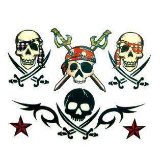 Skulls, Pirates, and Stars Temporary Tattoo Kit : Beauty