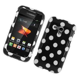Samsung Galaxy Rush M830 SPH M830 White Black Polka Dots Glossy Cover Case: Cell Phones & Accessories
