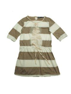 Striped Ruffled Front Dress P 1429 611132 Stripe Tan XXL/14: Clothing