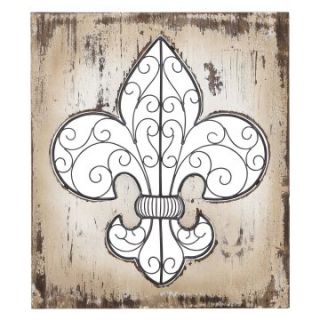 Wood and Metal Fleur Di Lis Wall Art   21W x 24H in.   Wall Sculptures and Panels