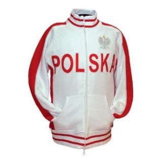 Polish Apparel White POLSKA Jacket with Embroidered Eagle, Cotton Blend: Novelty T Shirts: Clothing