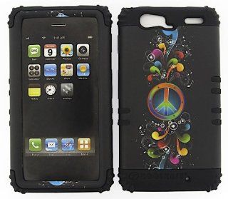 3 IN 1 HYBRID SILICONE COVER FOR MOTOROLA DROID RAZR MAXX VERIZON WIRELESS HARD CASE SOFT BLACK RUBBER SKIN PEACE MUSIC NOTES BK TE270 XT913 KOOL KASE ROCKER CELL PHONE ACCESSORY EXCLUSIVE BY MANDMWIRELESS: Cell Phones & Accessories